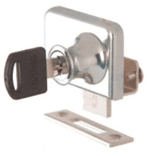 Chrome Clamp-On Lock for 1/4" Double Glass Door - Keyed Alike