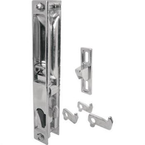 Patio Door Chrome Non-Keyed Flush Mount Handle Set 6-5/8" Screw Holes With 4 Hook Assortment