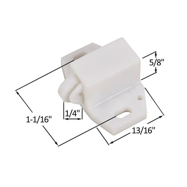 WHL White Plastic Peg Lock Door & Cabinet Catch With Spring – Pack Of 4, Merriway M0111, EAN 5057502145925