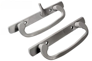 Truth Hardware Brushed Nickel Legacy Sliding Glass Door Security Handle Set With 3-15/16" Screw Holes