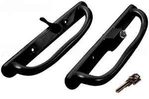 Truth Hardware Black Olympus Sliding Glass Door Keyed Security Locking Handle Set With 3-15/16" Screw Holes