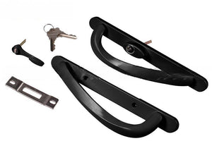Truth Hardware Black Signature Sliding Glass Door Keyed Security Locking Handle Set With 3-15/16" Screw Holes