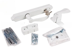Storm Door Keyed Latch & Lock Handle Set - White