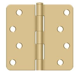 Residential 4" x 4" Butt Hinge With 1/4" Radius Corners - Polished Brass - Regular Pin