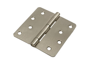 Residential 4" x 4" Butt Hinge With 1/4" Radius Corners - Satin Nickel - Regular Pin