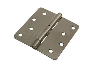 Residential 4" x 4" Butt Hinge With 1/4" Radius Corners - Satin Nickel - Non-removable Pin