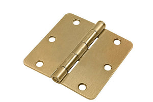 Residential 3-1/2" x 3-1/2" Butt Hinge With 5/8" Radius Corners - Polished Brass - Regular Pin