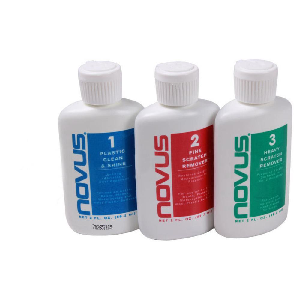 Remove scratches from plastic with Novus Plastic Polish 
