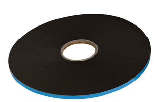 Adhesive, Double Sided Foam 1/16'' x 3/8'' Glazing Tape - Black - 150' Roll