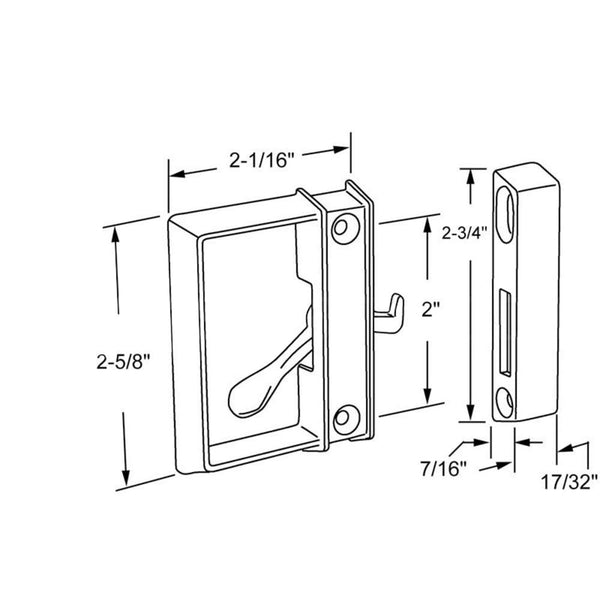 Sliding Patio Screen Door Latch and Pull With 2 Screw H
