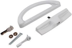Sliding Glass Keyed 3-15/16" Hole Spacing Patio Door Security Handle - White