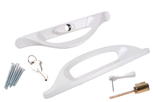 Truth Hardware Sliding Glass 4" Hole Spacing White Keyed Patio Door Security Handle