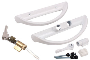 Roto Hardware Patio Door Handle w Key - White