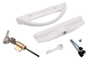 Roto Hardware Patio Door Handle w Key Single Point Latch - White