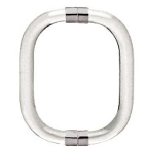 Shower Door 6" Smooth Style Acrylic Back-to-Back Pull Handle With Chrome Rings