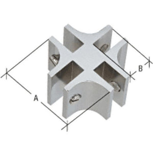 4-Way 90 Degree Standard Connector for 1/2" Glass