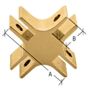 1-1/2" Long 4-Way 90 Degree Deluxe Glass Furniture Connector for 1/2" Glass