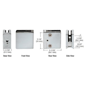 Z-Series Square Type Radius Base Stainless Steel Clamp for 1/2" Glass