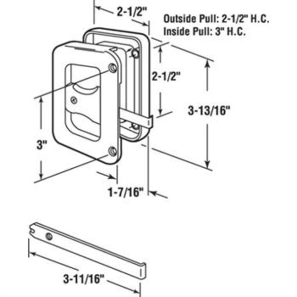 Sliding Patio Screen Door Latch and Pull With 3 Screw H