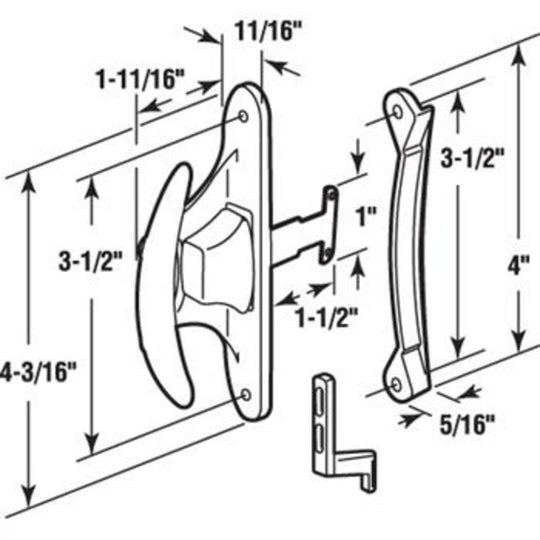 Sliding Screen Door Latch and Pull with 31/2 Screw Hol