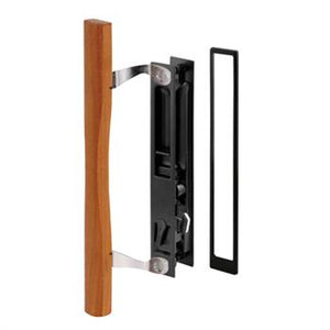 Sliding Glass Patio Door Flush Handle with Wood Handle Pull & keeper