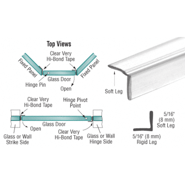 Translucent Vinyl L-Seal with Tape - Shower Door Sweep Seal