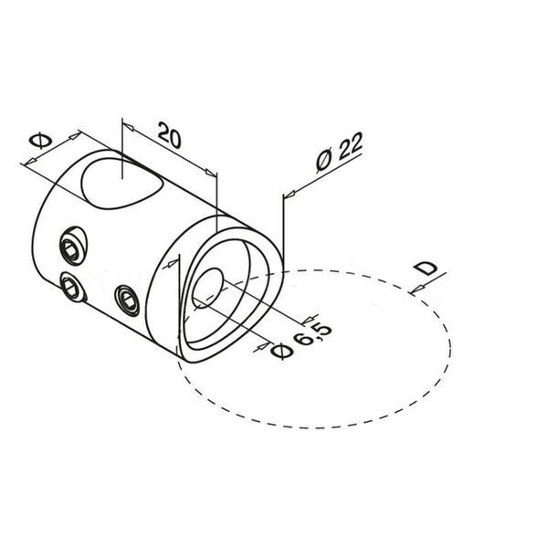 Q-Railing Round Profile Cross Bar Holder - Q-Line Connection