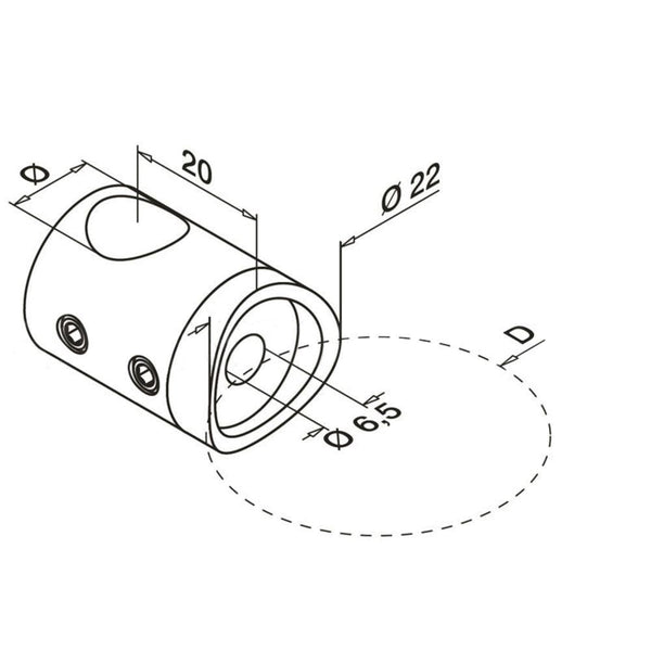 Q-Railing Round Profile Cross Bar Holder - Q-Line Left