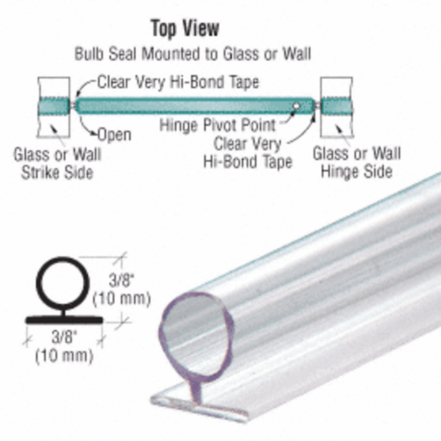Shower Door Large Translucent Vinyl Bulb Seal