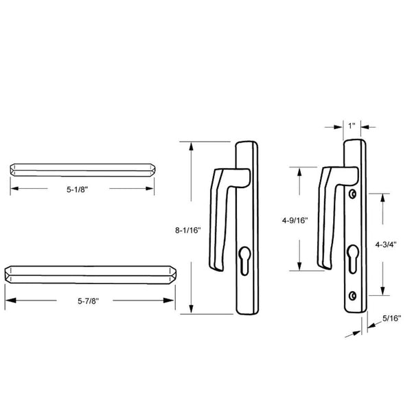 Sliding Patio Door Multi-Point Handle - 4-3/4