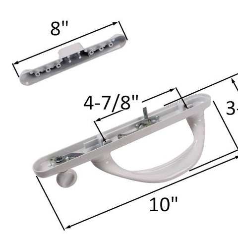 White Patio Sliding Door Handle Replacement – With Lock, Key & Keeper, One-Side Connecting Rod, Fits 1" To 1 3/4" Doors