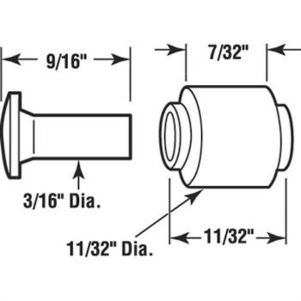 Window Handle Axle Pin Residential Sliding Window Hardware - Brass Roller 11/32
