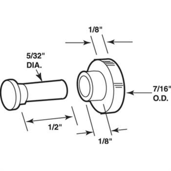 Window Handle Axle Pin Steel Flat Roller with Nylon Axle - Sliding Window Hardware