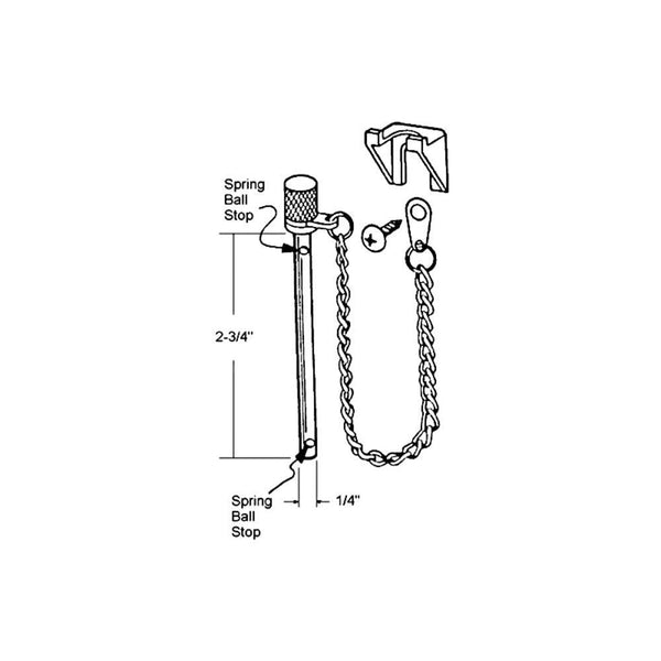 Sliding Window Door Security Locking Pin - Heavy-Duty 2-3/4